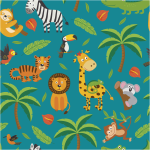 Sticker tapisserie chambre enfant animaux tropicaux