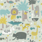 Sticker tapisserie chambre enfant animaux des tropiques