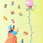 Stickers toise enfants avec montgolfire