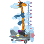 Sticker toise girafe pilote d'avion