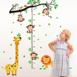 Sticker toise singes sur arbre et girafe
