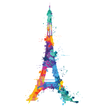 Sticker tour eiffel design aquarelle