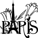 Sticker tour eiffel et fleurs