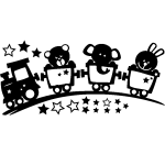 Sticker trains avec ours, elephant, lapin