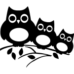 Sticker trois hiboux sur un arbre