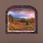 Sticker trompe l'oeil automne coucher du soleil Sticker trompe l'oeil automne coucher du soleil