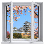 Sticker trompe l'oeil château himeji Sticker trompe l'oeil château himeji
