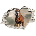 Sticker trompe l'oeil le cheval brun