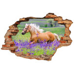 Sticker trompe l'oeil le cheval dans la prairie