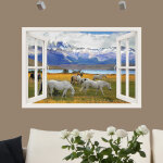Sticker trompe l'oeil chevaux dans la prairie
