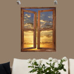 Sticker trompe l'oeil coucher de soleil dans un cadre vertical
