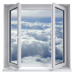Sticker trompe l'oeil dessus les nuages