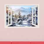 Sticker trompe l'oeil ensoleill hiver  montagnes