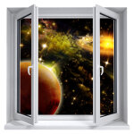 Sticker trompe l'oeil fantastique espace Sticker trompe l'oeil fantastique espace