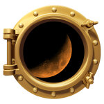 Sticker trompe l'oeil hublot la lune Sticker trompe l'oeil hublot la lune