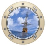 Sticker trompe l'oeil hublot vieux navire Sticker trompe l'oeil hublot vieux navire