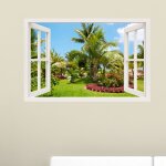 Sticker trompe l'oeil jardin tropical