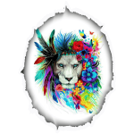 Sticker trompe l'oeil lion le roi de la jungle