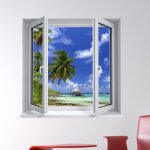 Sticker trompe l'oeil maldives beach