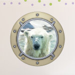 Sticker trompe l'oeil ours polaire dans hublot