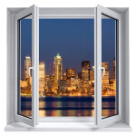 Sticker trompe l'oeil seattle la nuit Sticker trompe l'oeil seattle la nuit