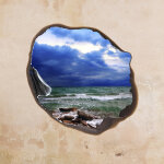 Sticker trompe l'oeil tempte sur la mer