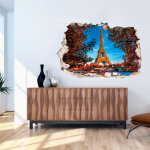 Sticker trompe l'oeil tour eiffel en automne