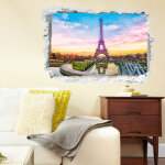 Sticker trompe l'oeil la tour eiffel entoure par le soleil