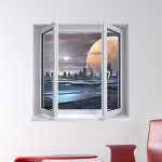 Sticker trompe l'oeil ville trangre