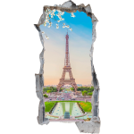 Sticker trompe l'oeil vue sur la tour eiffel
