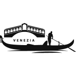 Sticker venise gondole avec pont