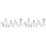 Sticker vitre fentre - dpoli privatif - 200x40cm - chef cuisine fourchettes couteaux couverts