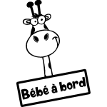 Sticker voiture bb  bord girafe