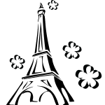 Tour eiffel entoure de fleurs