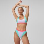 Bas de bikini femme colourblock flu3nte taille haute lilas / vert