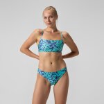 Bikini femme ajustable  fines bretelles et imprims bleu / vert