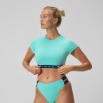 Crop top femme flu3nte logo elastic turquoise