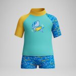Ensemble rashguard b�b� gar�on learn to swim bleu / jaune