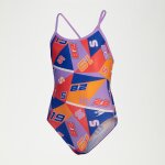 Haut de maillot de bain club training fille dos en v allover digital rouge / bleu / violet