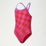 Haut de maillot de bain club training fille dos en v allover digital rouge / rose