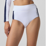 Jetstream bas de bikini femme boyleg colourblock banded blanc / bleu marine