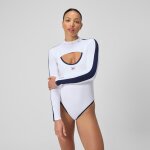 Jetstream haut � capuche femme � manches longues shrug blanc / bleu marine