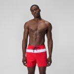 Jetstream short de bain  rayures colourblock 40 cm, hommes, rouge / blanc