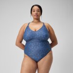 Maillot de bain 1 pice shaping avec encolure en v et imprim pour femmes ( + ) bleu marine / bleu