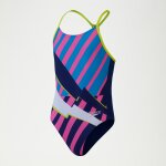 Maillot de bain club training fille dos lane line bleu / rose / vert