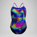 Maillot de bain femme club training fixed crossback imprim� bleu marine / vert