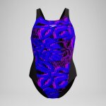 Maillot de bain femme club training recordback imprim noir / bleu
