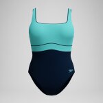 Maillot de bain femme effet galbant contour eclipse bleu marine / turquoise