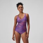 Maillot de bain femme effet galbant v neck rose / orange