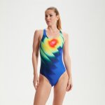 Maillot de bain femme placement digital powerback bleu / vert